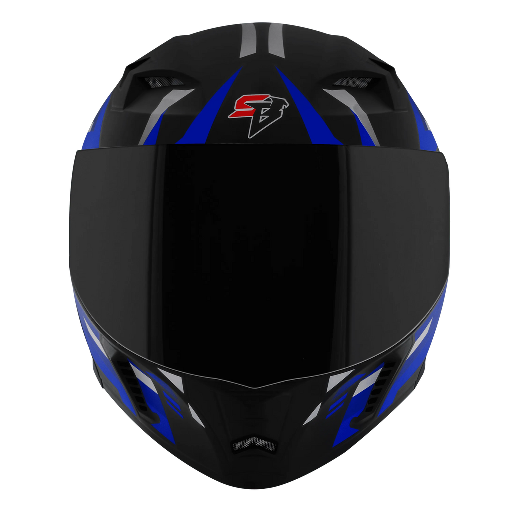 STEELBIRD Sba 20 Shield X Glossy Black Blue Flip Up Helmet