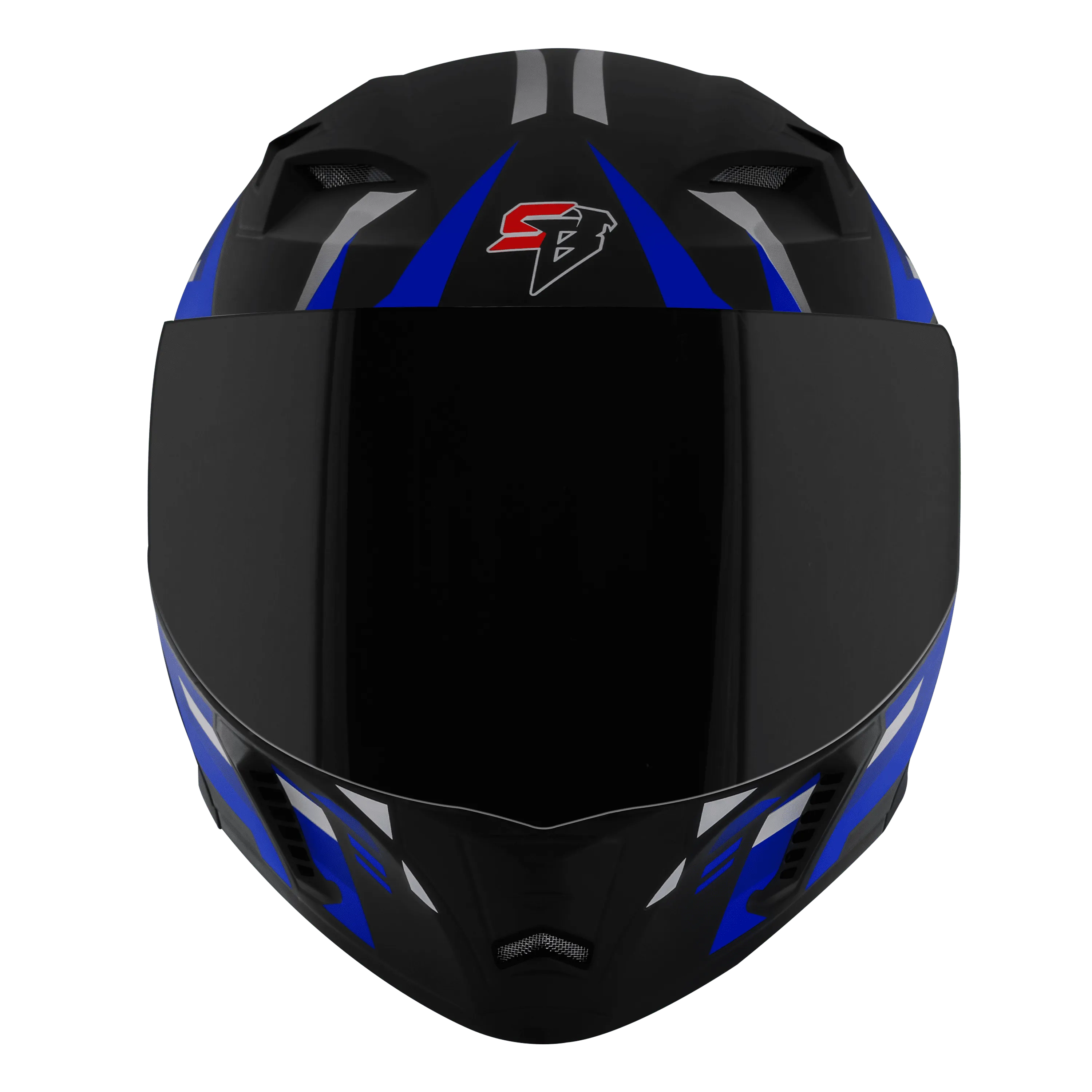 STEELBIRD Sba 20 Shield X Glossy Black Blue Flip Up Helmet