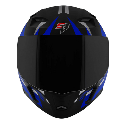 STEELBIRD Sba 20 Shield X Glossy Black Blue Flip Up Helmet