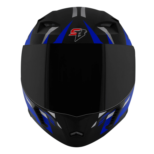 STEELBIRD Sba 20 Shield X Glossy Black Blue Flip Up Helmet