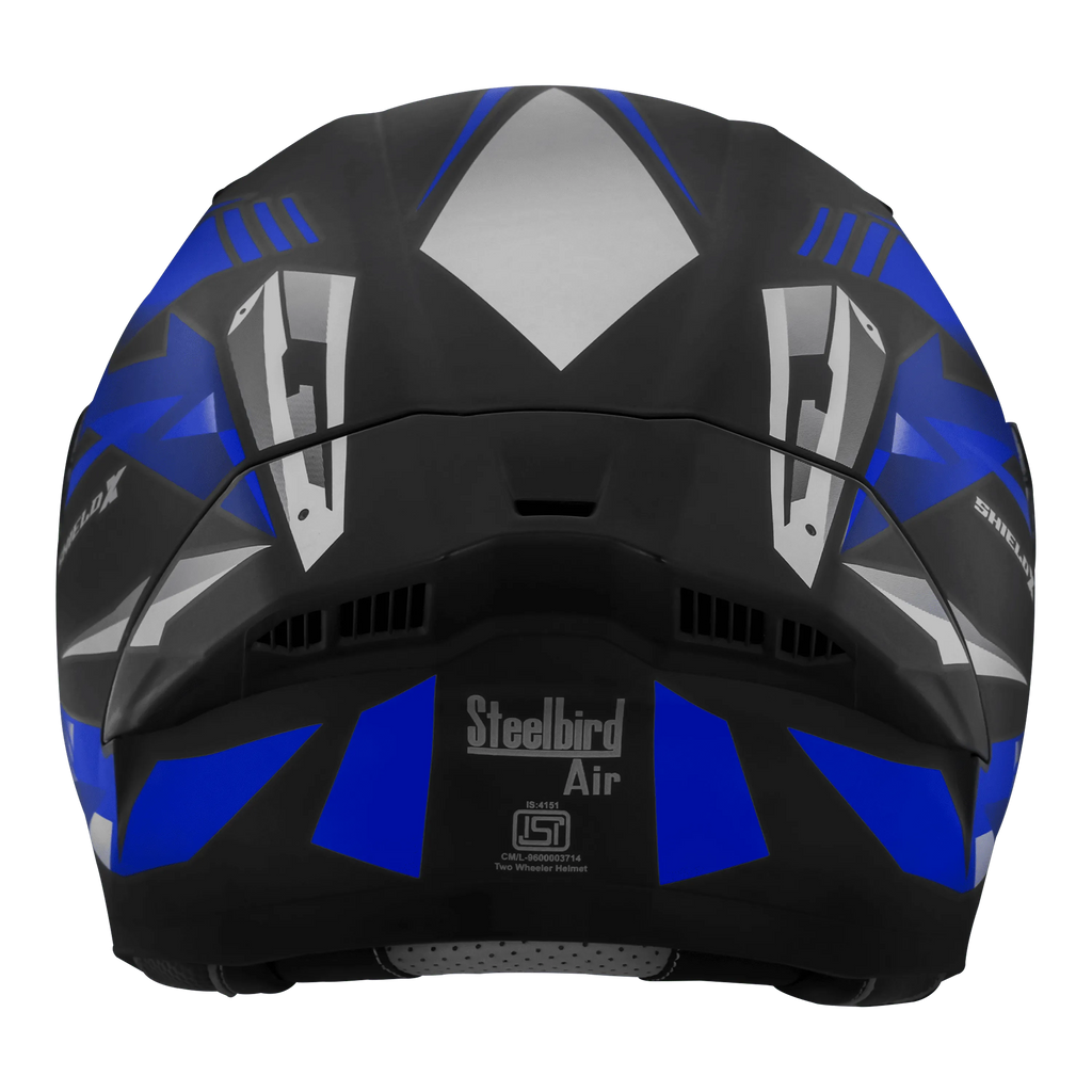 STEELBIRD Sba 20 Shield X Glossy Black Blue Flip Up Helmet
