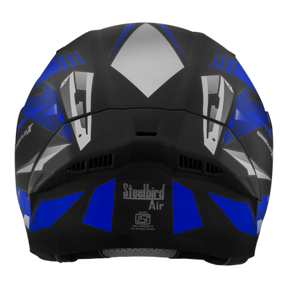 STEELBIRD Sba 20 Shield X Glossy Black Blue Flip Up Helmet
