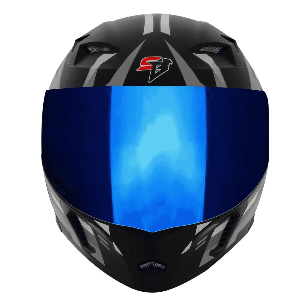 STEELBIRD Sba 20 Shield X Glossy Black Grey Flip Up Helmet