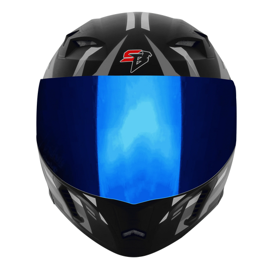STEELBIRD Sba 20 Shield X Glossy Black Grey Flip Up Helmet