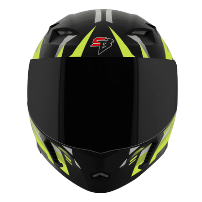 STEELBIRD Sba 20 Shield X Glossy Black Neon Full Face Helmet