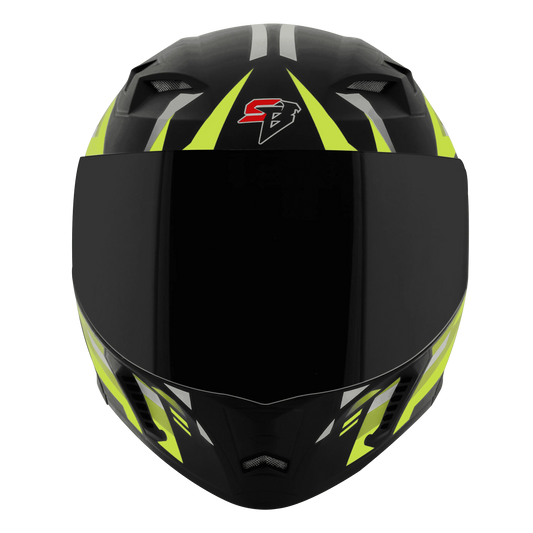 STEELBIRD Sba 20 Shield X Glossy Black Neon Full Face Helmet