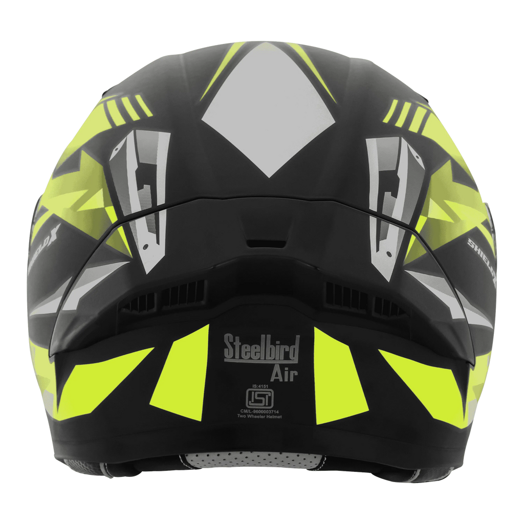 STEELBIRD Sba 20 Shield X Glossy Black Neon Full Face Helmet
