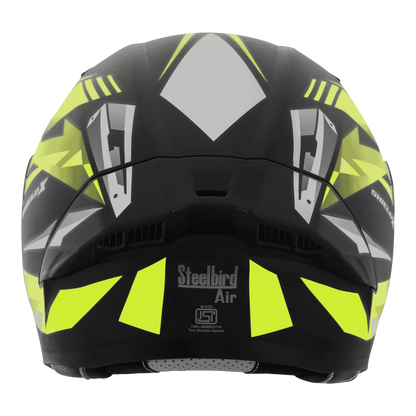 STEELBIRD Sba 20 Shield X Glossy Black Neon Full Face Helmet