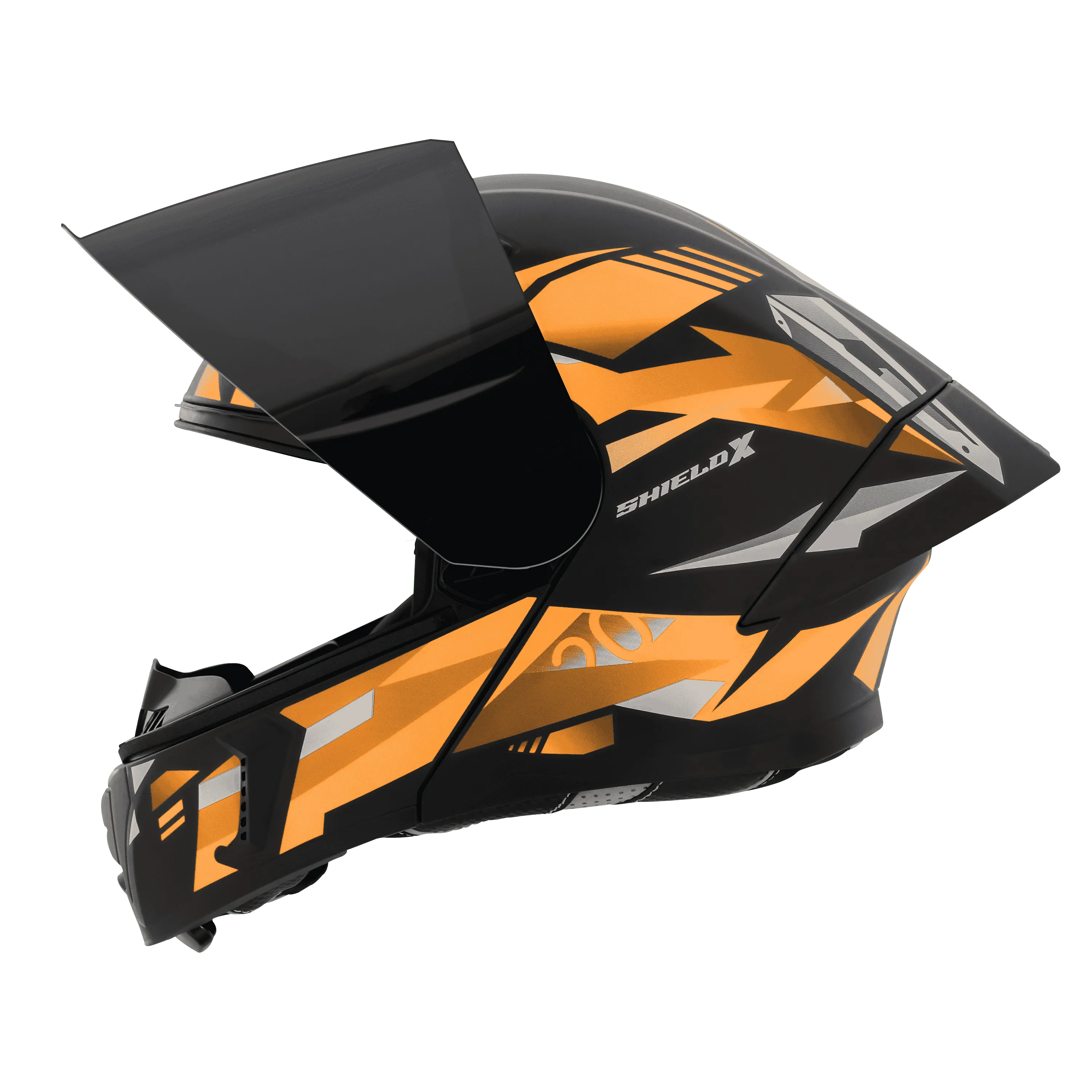 STEELBIRD Sba 20 Shield X Glossy Black Orange Flip Up Helmet