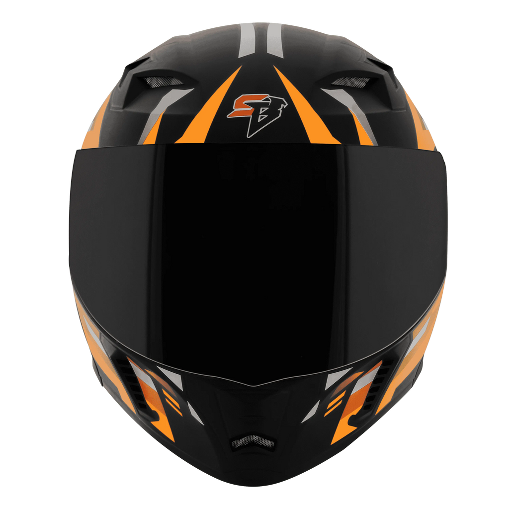 STEELBIRD Sba 20 Shield X Glossy Black Orange Flip Up Helmet