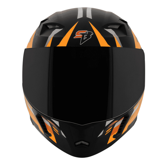 STEELBIRD Sba 20 Shield X Glossy Black Orange Flip Up Helmet