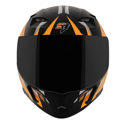 STEELBIRD Sba 20 Shield X Glossy Black Orange Flip Up Helmet