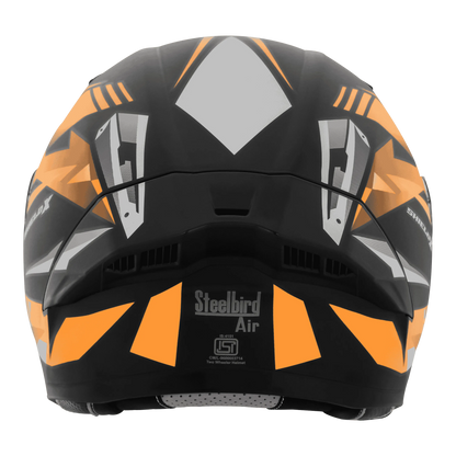 STEELBIRD Sba 20 Shield X Glossy Black Orange Flip Up Helmet