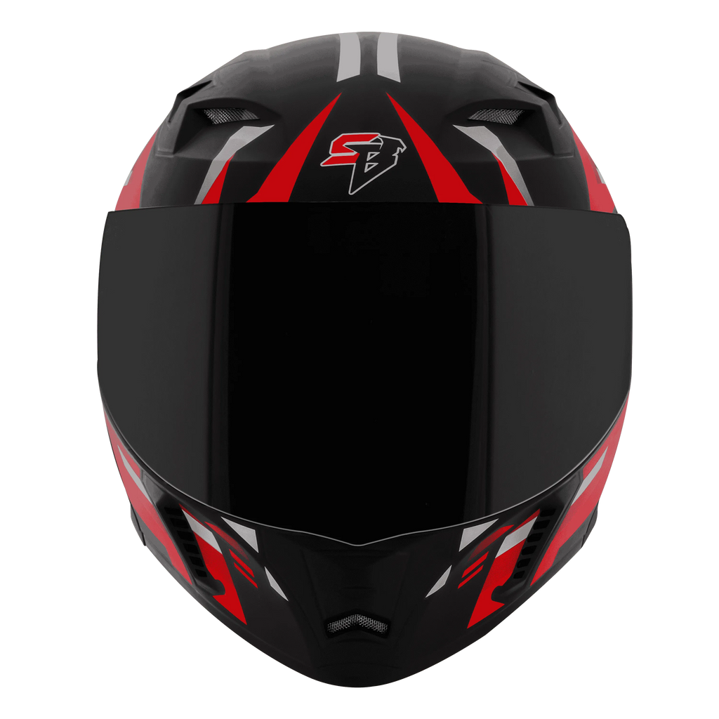 STEELBIRD Sba 20 Shield X Glossy Black Red Flip Up Helmet