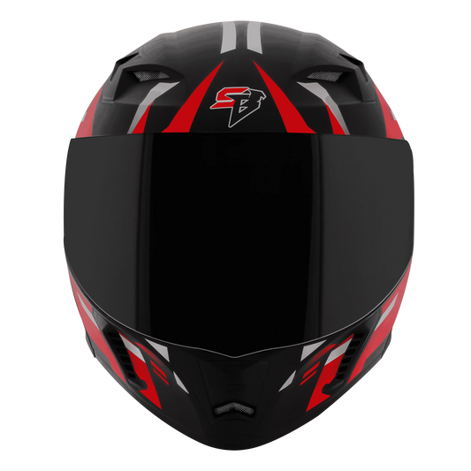 STEELBIRD Sba 20 Shield X Glossy Black Red Flip Up Helmet