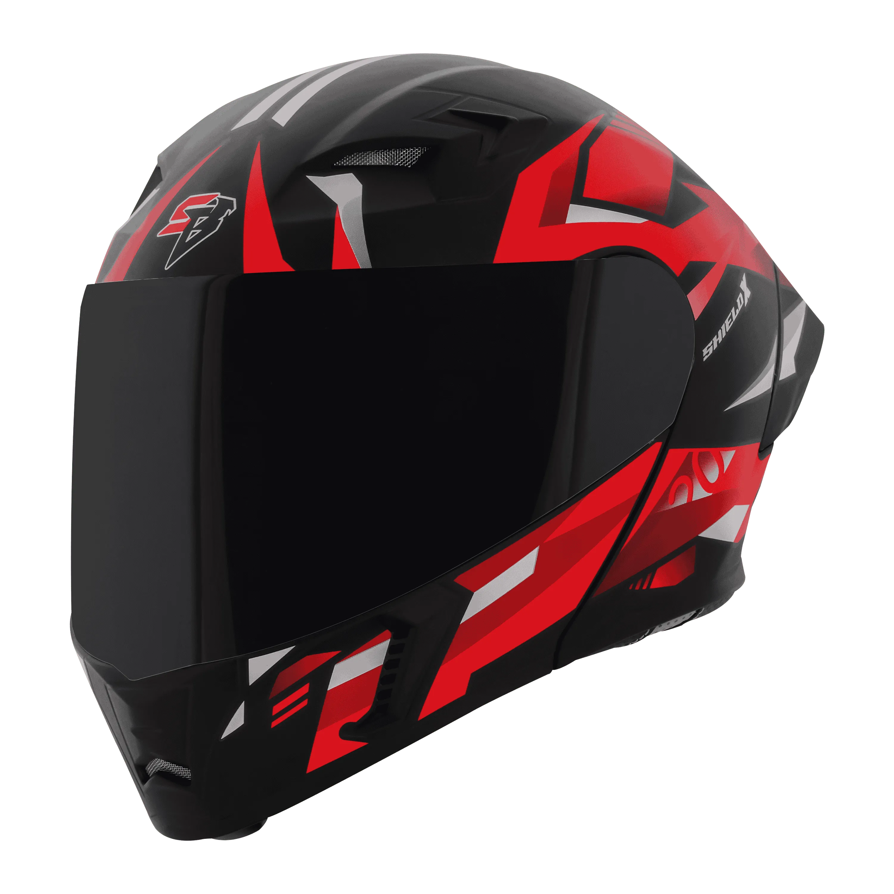 STEELBIRD Sba 20 Shield X Glossy Black Red Flip Up Helmet