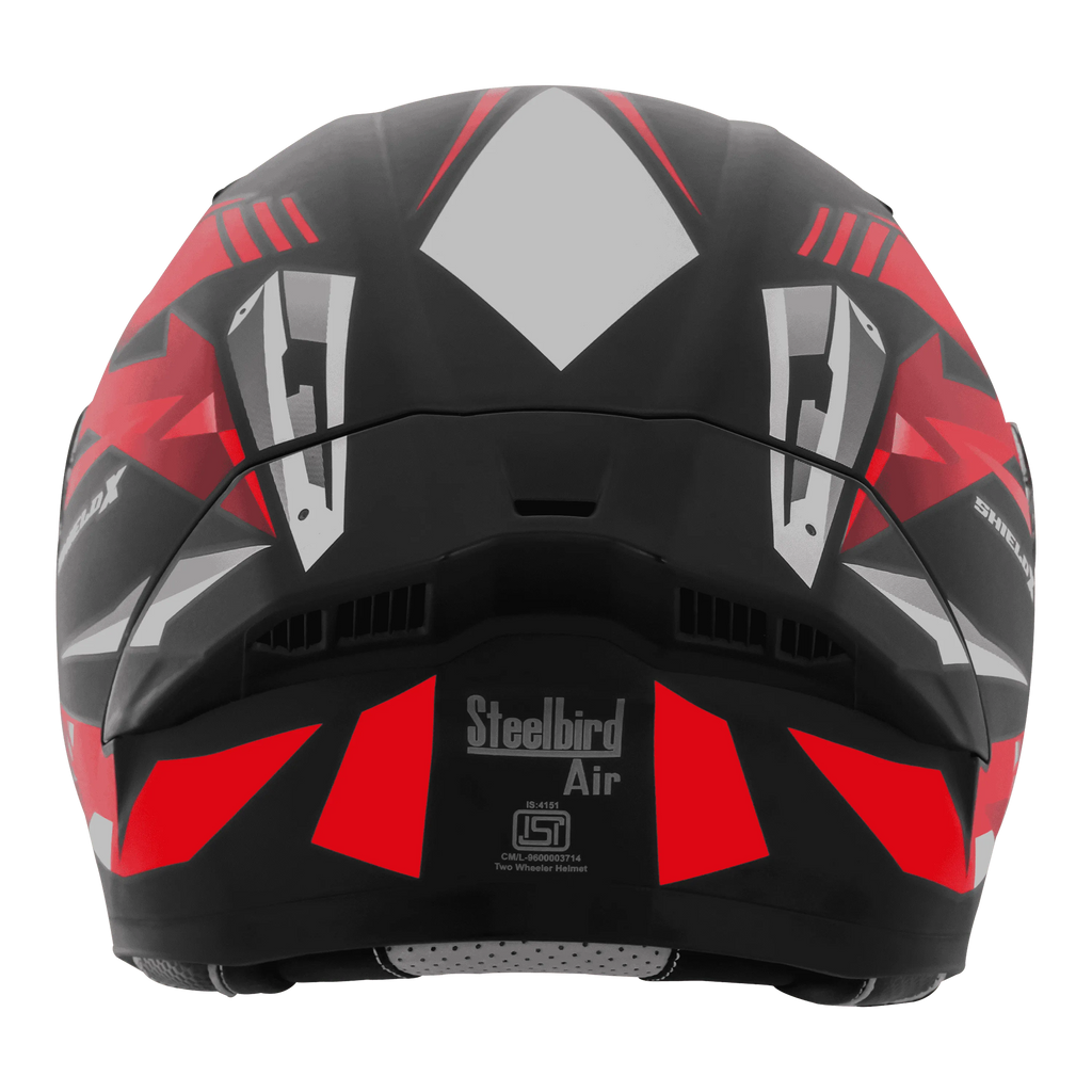 STEELBIRD Sba 20 Shield X Glossy Black Red Flip Up Helmet