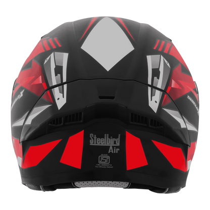 STEELBIRD Sba 20 Shield X Glossy Black Red Flip Up Helmet