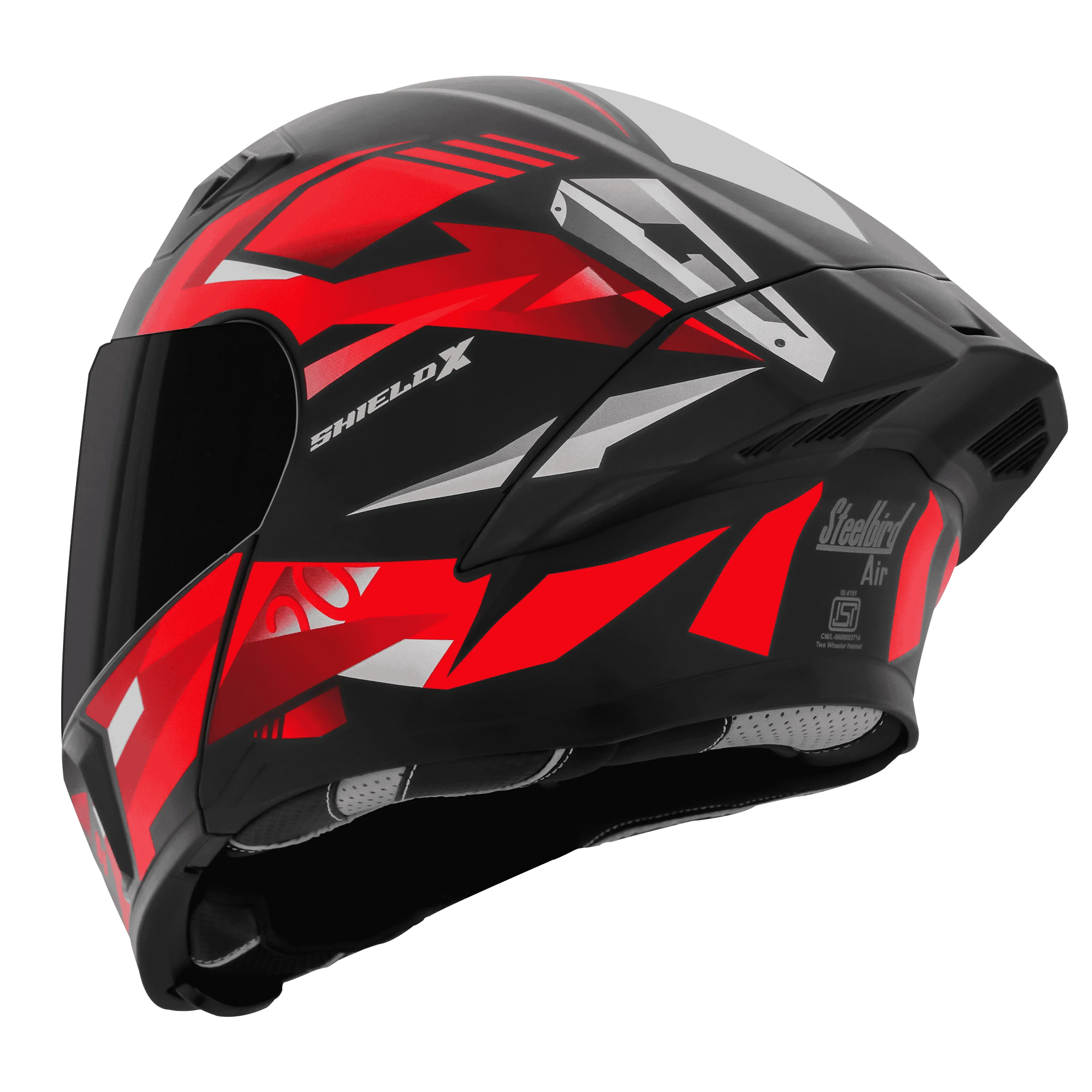 STEELBIRD Sba 20 Shield X Glossy Black Red Flip Up Helmet