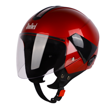 STEELBIRD Sbh 05 Triple Nine Glossy Cherry Red Half Face Helmet