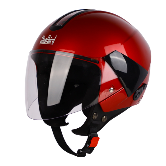 STEELBIRD Sbh 05 Triple Nine Glossy Cherry Red Half Face Helmet