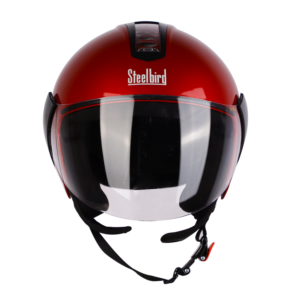 STEELBIRD Sbh 05 Triple Nine Glossy Cherry Red Half Face Helmet
