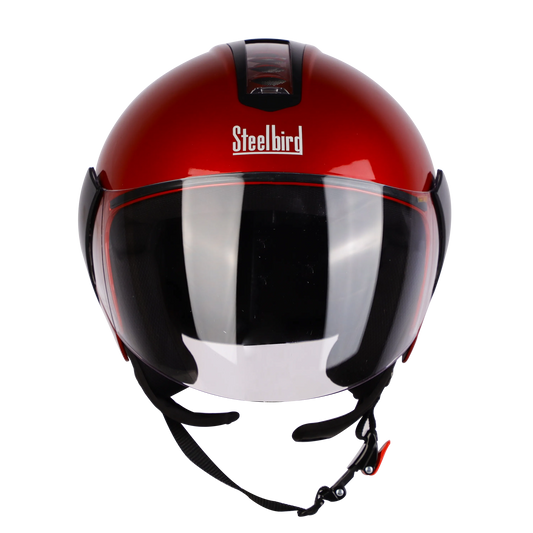 STEELBIRD Sbh 05 Triple Nine Glossy Cherry Red Half Face Helmet