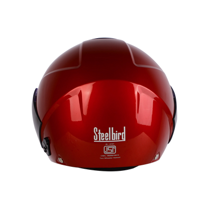 STEELBIRD Sbh 05 Triple Nine Glossy Cherry Red Half Face Helmet