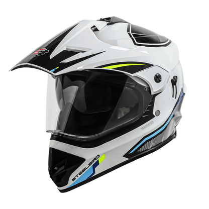 STEELBIRD Sbh 13 Iss Racer White Neon Off Road Helmet