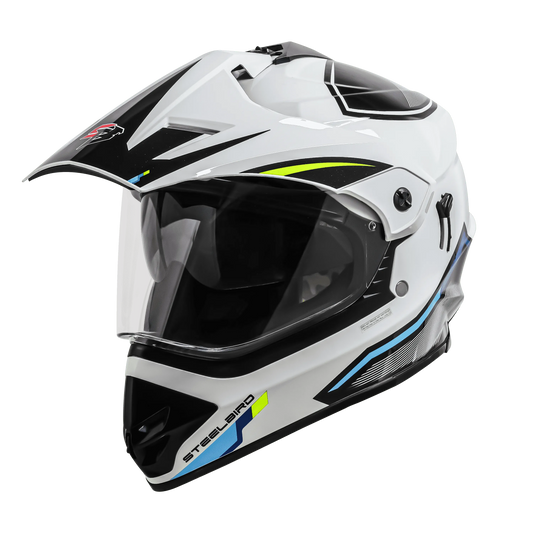 STEELBIRD Sbh 13 Iss Racer White Neon Off Road Helmet