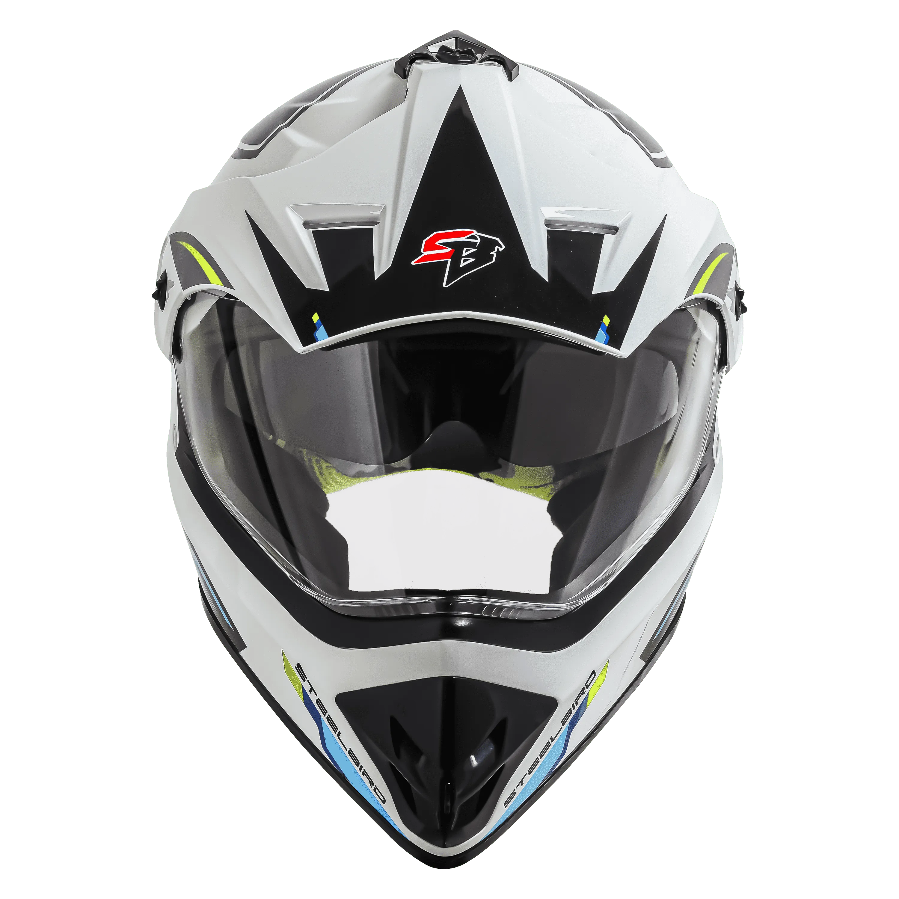 STEELBIRD Sbh 13 Iss Racer White Neon Off Road Helmet