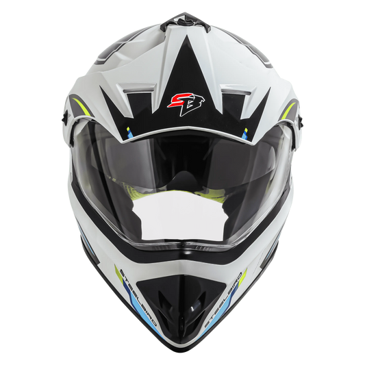 STEELBIRD Sbh 13 Iss Racer White Neon Off Road Helmet