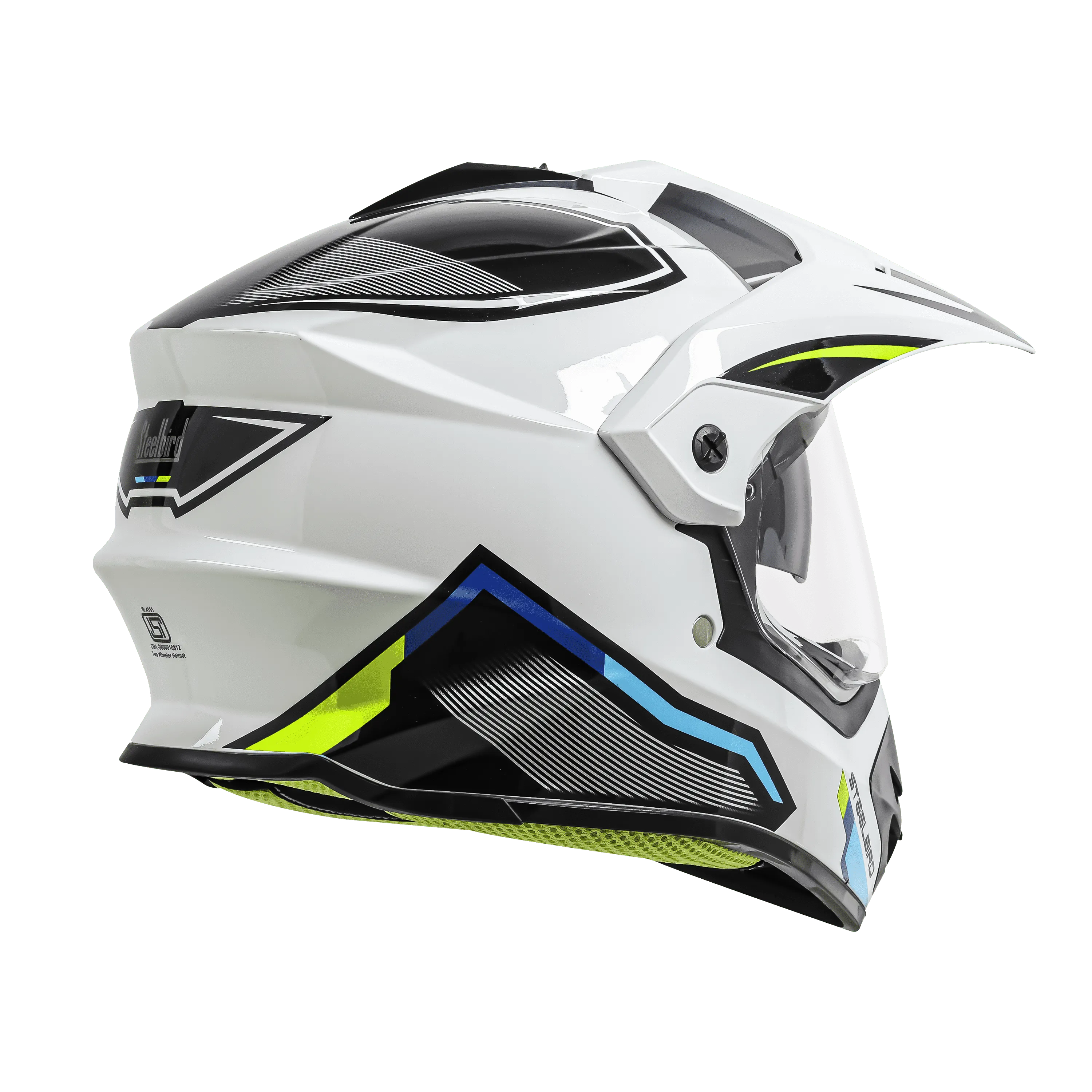 STEELBIRD Sbh 13 Iss Racer White Neon Off Road Helmet