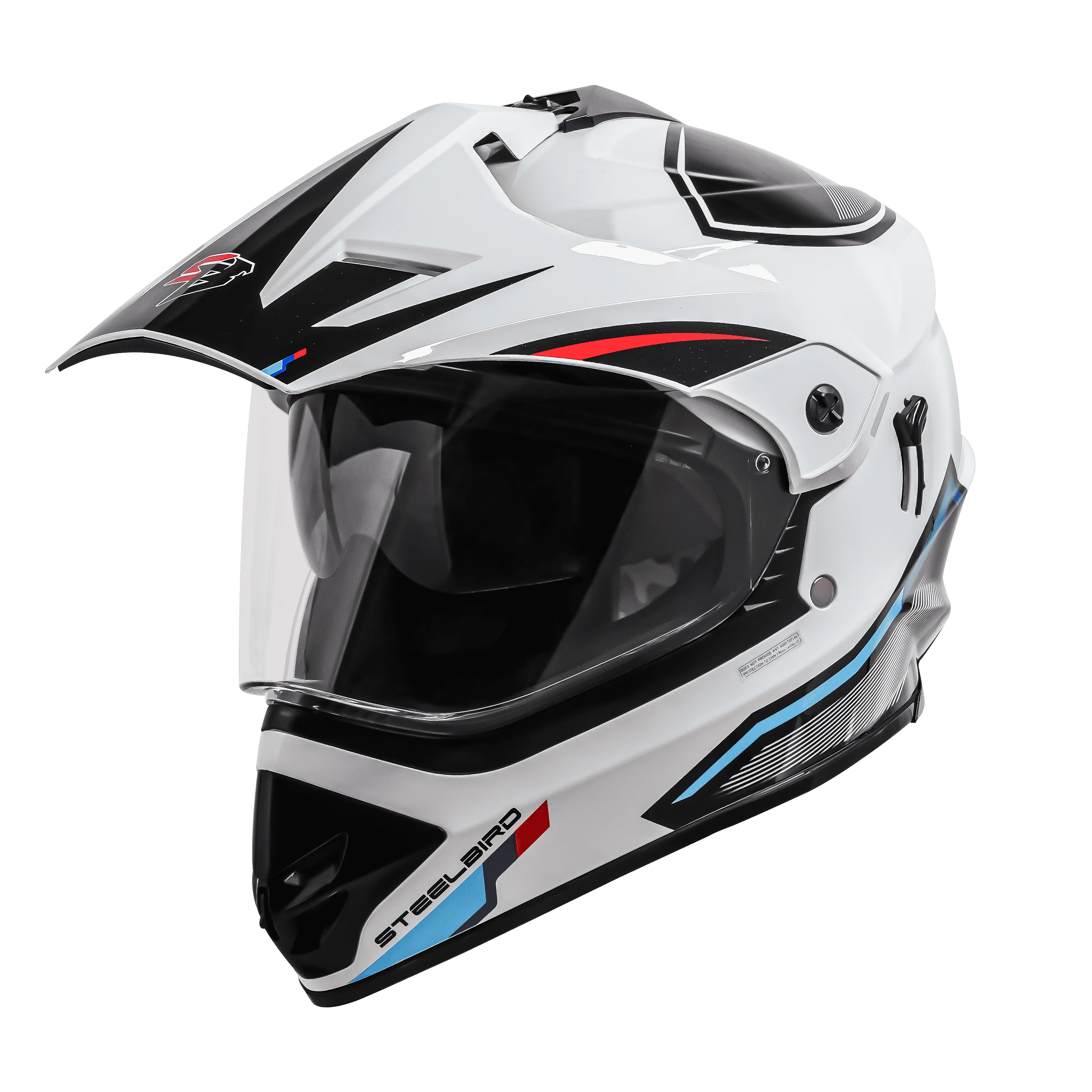 Steelbird Sbh 13 Racer White Red Off Road Helmet