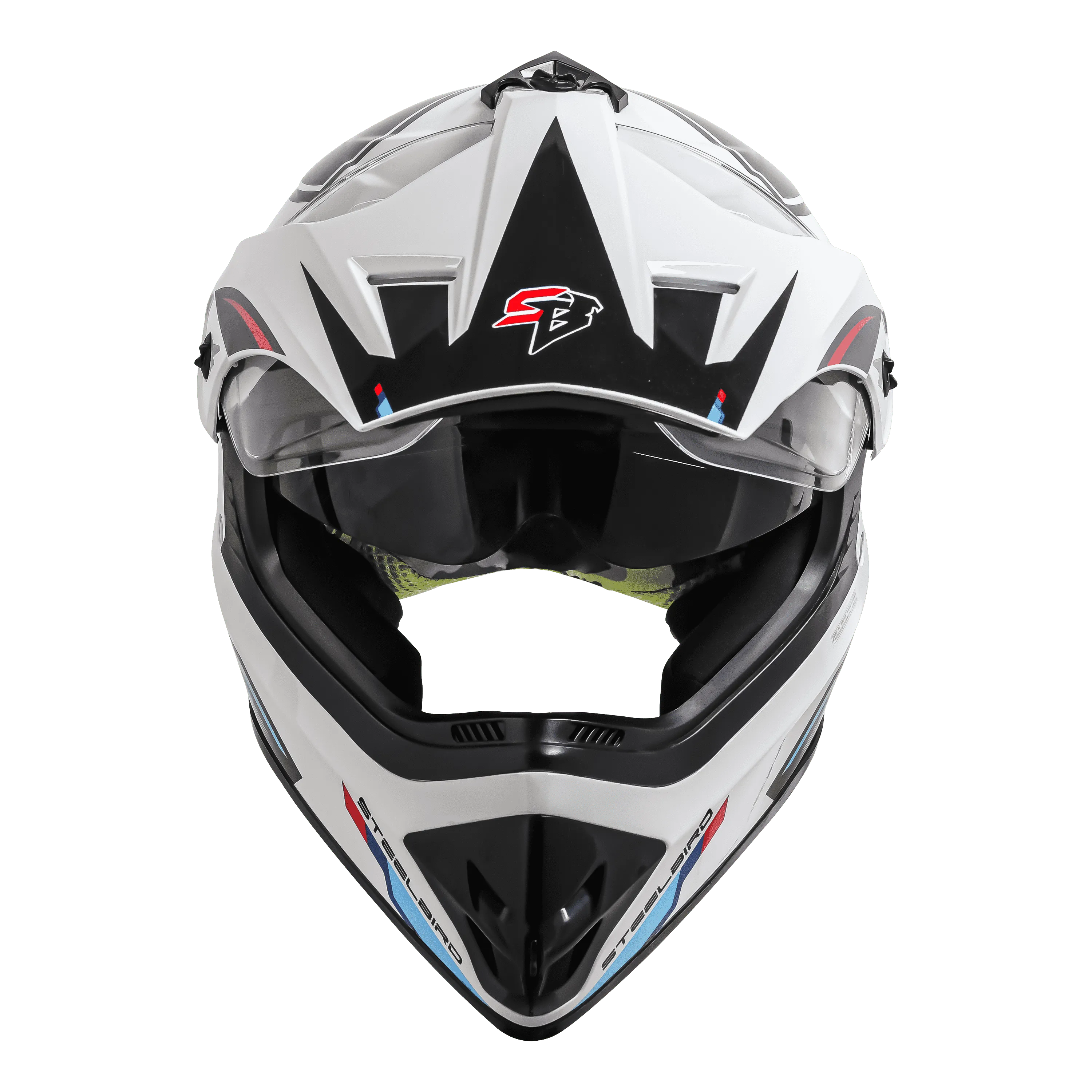 Steelbird Sbh 13 Racer White Red Off Road Helmet