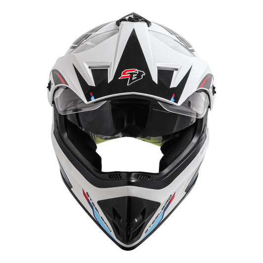 Steelbird Sbh 13 Racer White Red Off Road Helmet