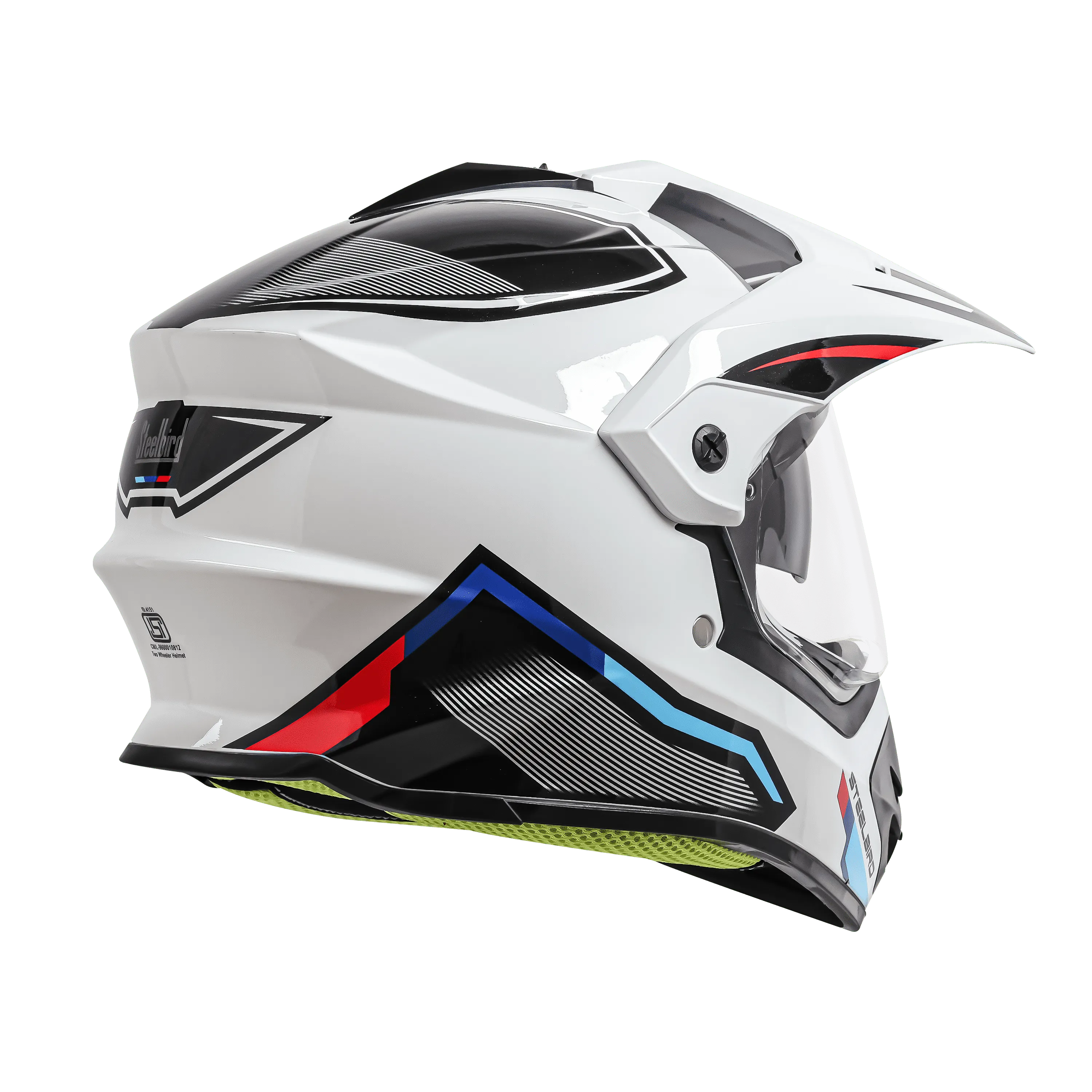 Steelbird Sbh 13 Racer White Red Off Road Helmet