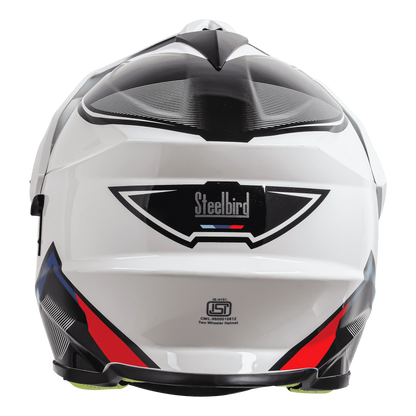 Steelbird Sbh 13 Racer White Red Off Road Helmet