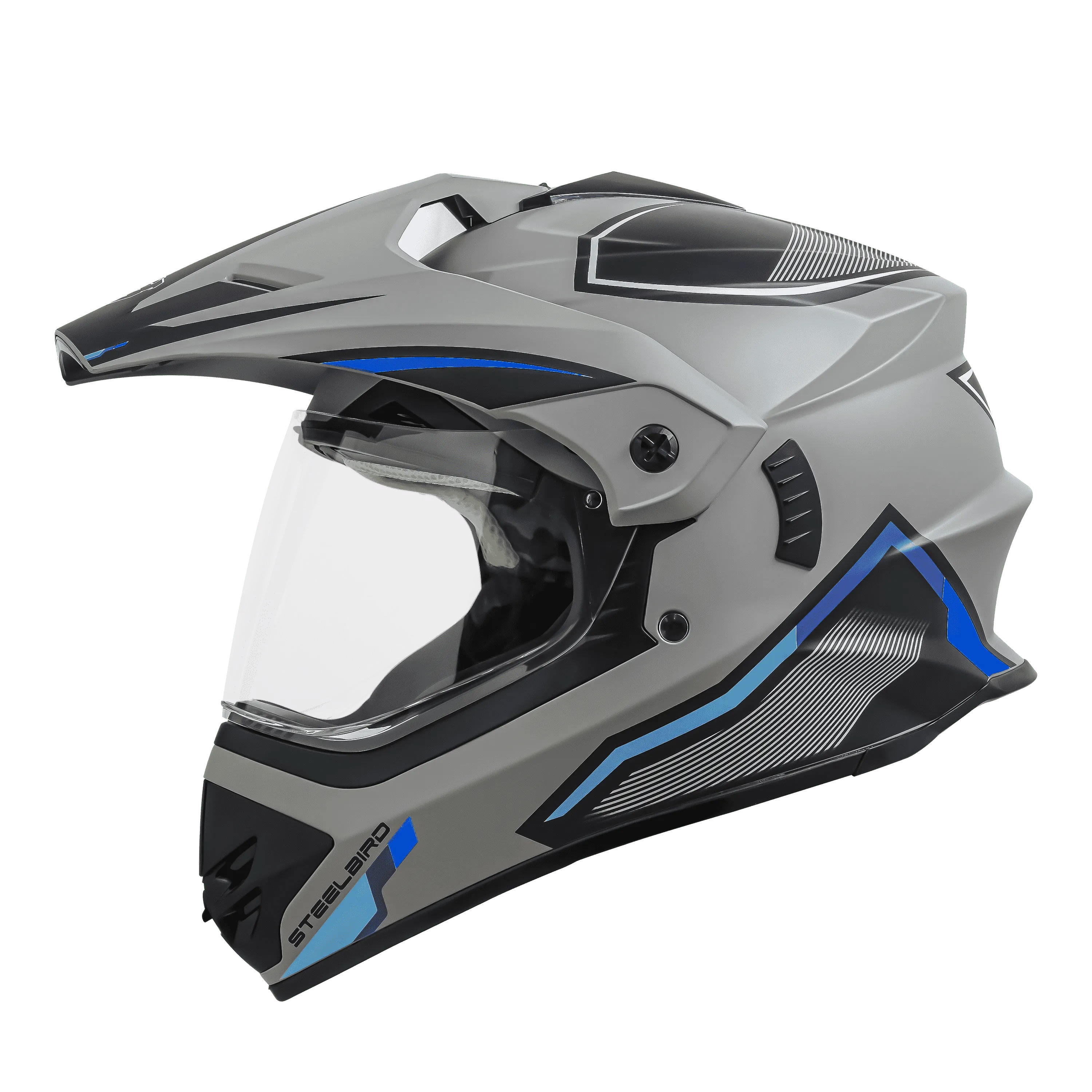 STEELBIRD Sbh 13 Racer Grey Blue Off Road Helmet