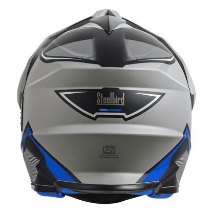 STEELBIRD Sbh 13 Racer Grey Blue Off Road Helmet