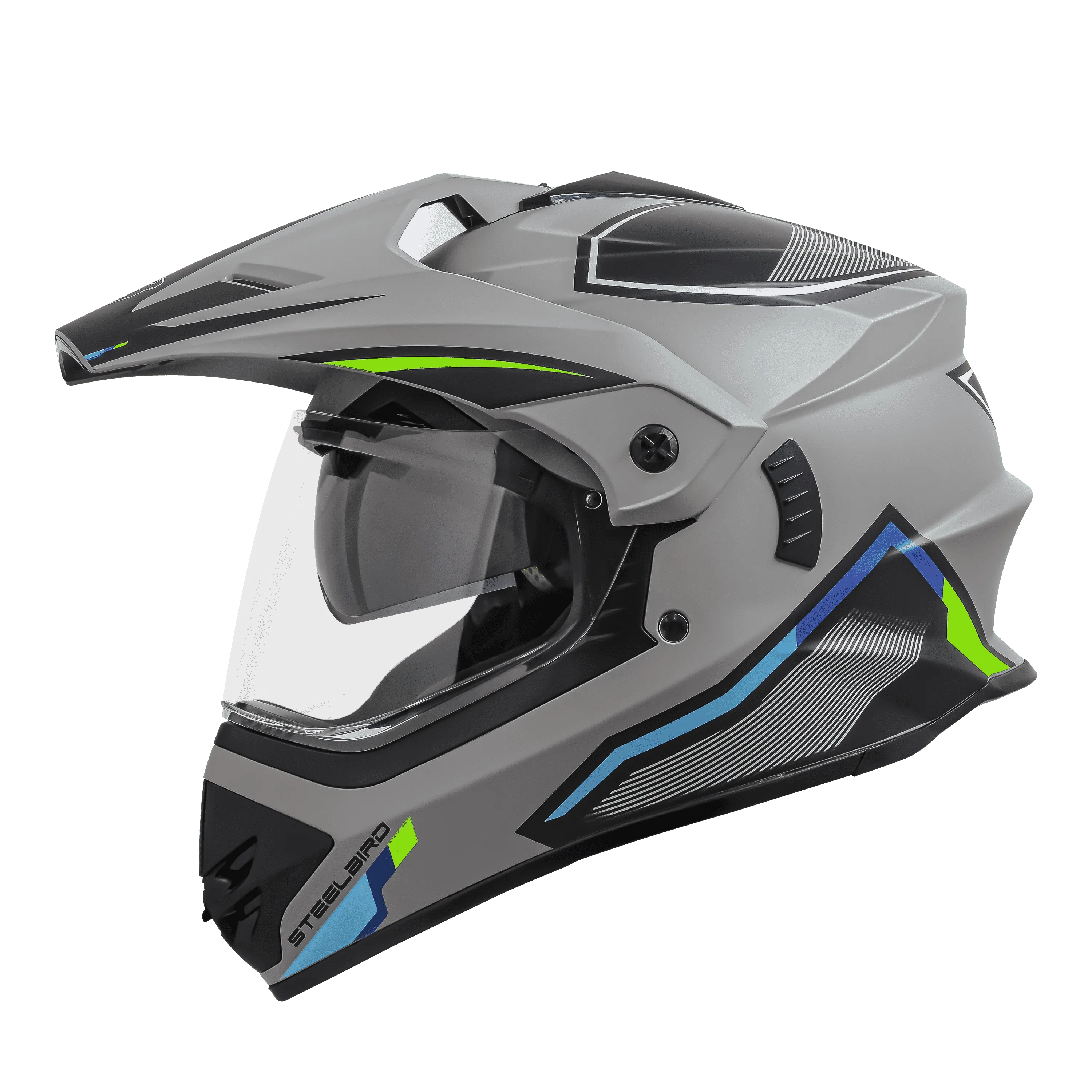 STEELBIRD Sbh 13 Racer Grey Green Full Face Helmet