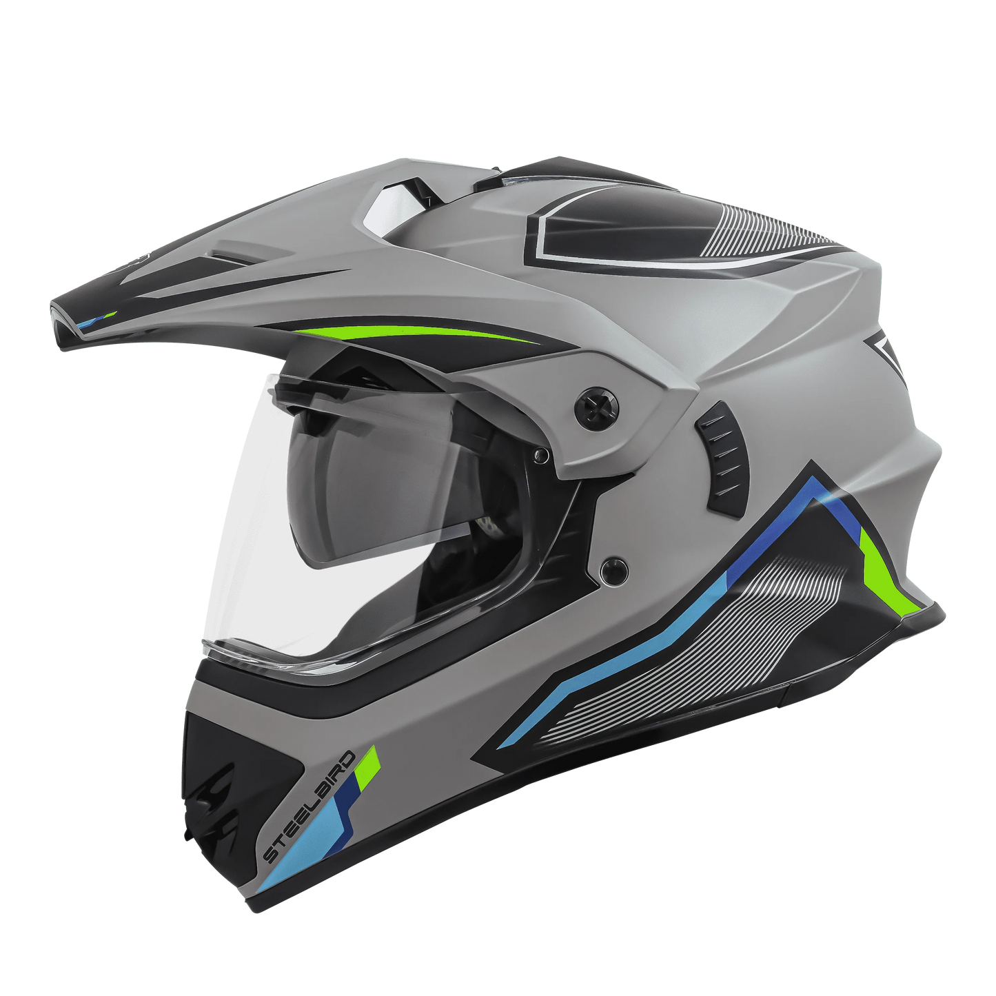 STEELBIRD Sbh 13 Racer Grey Green Full Face Helmet