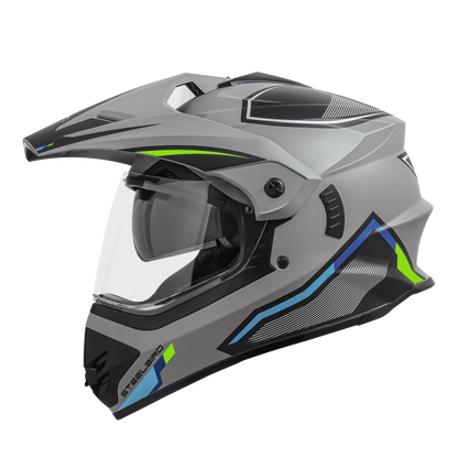 STEELBIRD Sbh 13 Racer Grey Green Full Face Helmet
