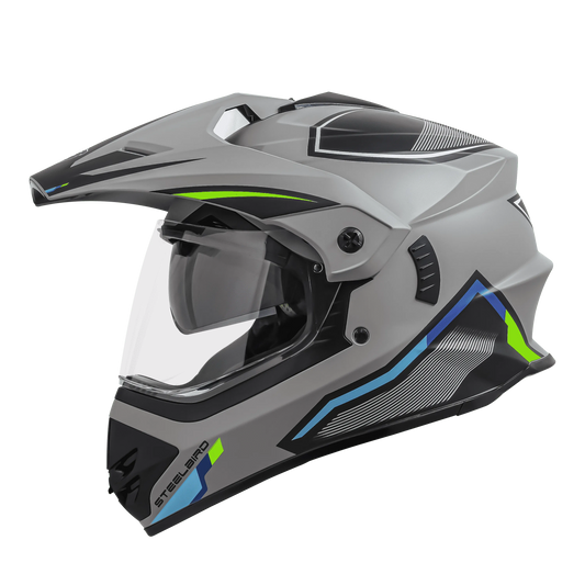 STEELBIRD Sbh 13 Racer Grey Green Full Face Helmet