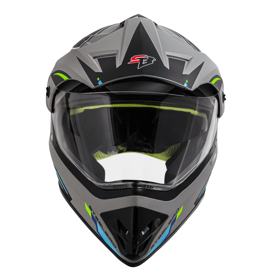 STEELBIRD Sbh 13 Racer Grey Green Full Face Helmet