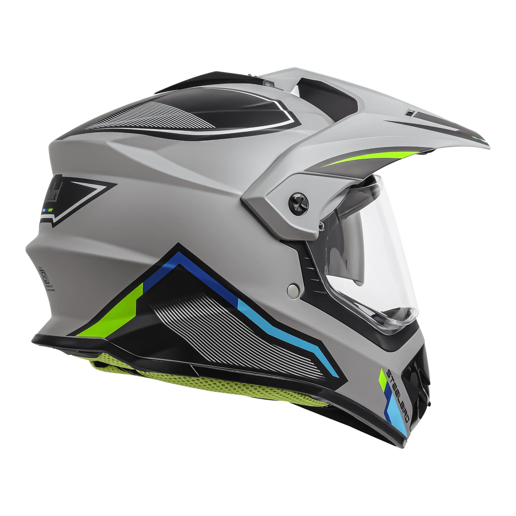 STEELBIRD Sbh 13 Racer Grey Green Full Face Helmet