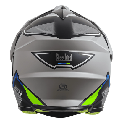 STEELBIRD Sbh 13 Racer Grey Green Full Face Helmet