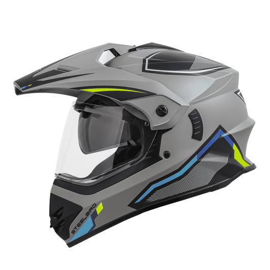 STEELBIRD Sbh 13 Racer Grey Neon Full Face Helmet