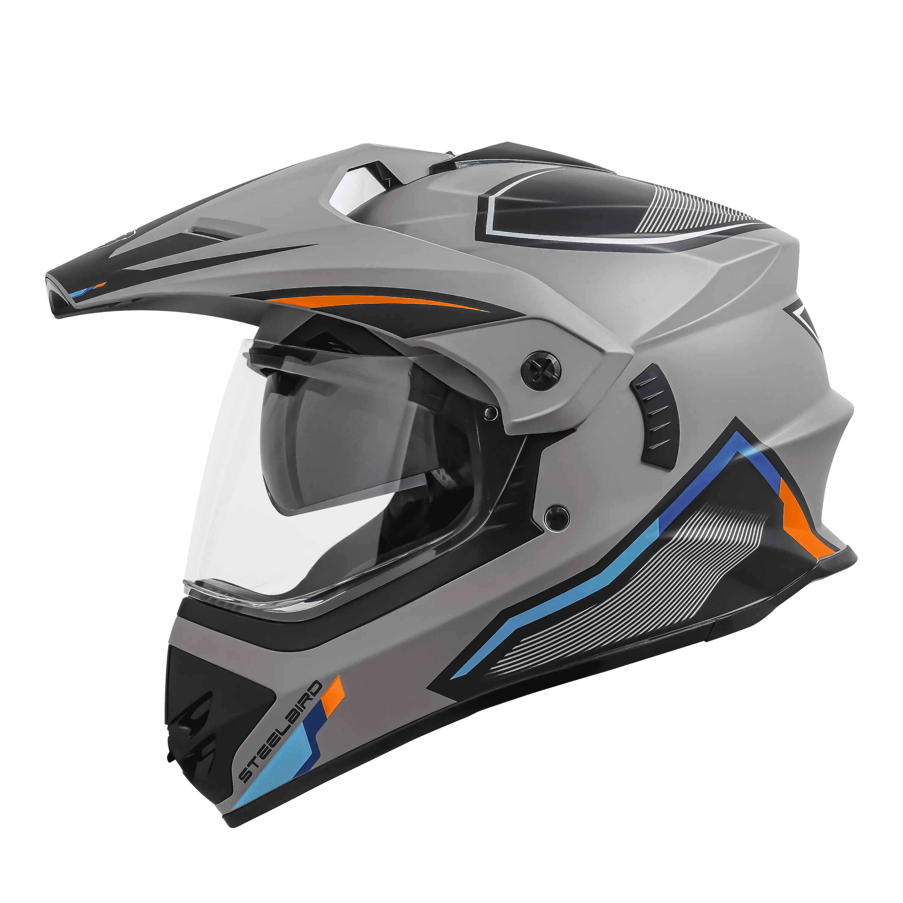 STEELBIRD Sbh 13 Racer Grey Orange Full Face Helmet