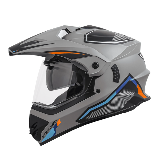 STEELBIRD Sbh 13 Racer Grey Orange Full Face Helmet